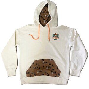 Disney Ladies Hoodie Sweater S / M Explorer Cream Brown Mickey Read